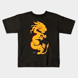 Golden Dragon with Red Style Kids T-Shirt